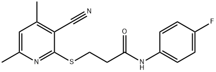 3-[(3-cyano-4,6-dimethyl-2-pyridinyl)sulfanyl]-N-(4-fluorophenyl)propanamide Struktur