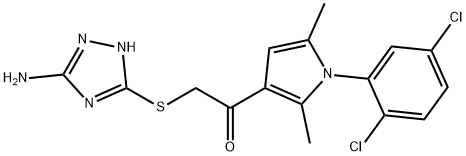 2-[(5-amino-1H-1,2,4-triazol-3-yl)sulfanyl]-1-[1-(2,5-dichlorophenyl)-2,5-dimethyl-1H-pyrrol-3-yl]ethanone Struktur