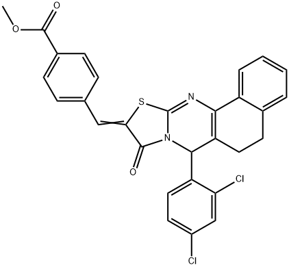 methyl 4-[(7-(2,4-dichlorophenyl)-9-oxo-5,7-dihydro-6H-benzo[h][1,3]thiazolo[2,3-b]quinazolin-10(9H)-ylidene)methyl]benzoate Struktur