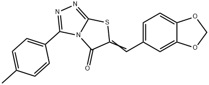 6-(1,3-benzodioxol-5-ylmethylene)-3-(4-methylphenyl)[1,3]thiazolo[2,3-c][1,2,4]triazol-5(6H)-one Struktur