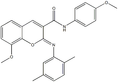 2-[(2,5-dimethylphenyl)imino]-8-methoxy-N-(4-methoxyphenyl)-2H-chromene-3-carboxamide Struktur