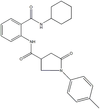 N-{2-[(cyclohexylamino)carbonyl]phenyl}-1-(4-methylphenyl)-5-oxo-3-pyrrolidinecarboxamide Struktur