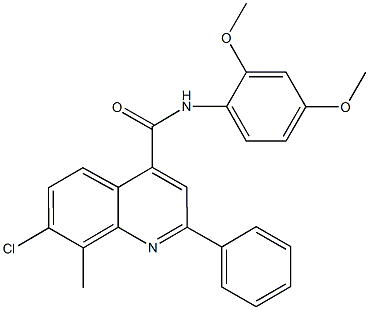 7-chloro-N-(2,4-dimethoxyphenyl)-8-methyl-2-phenyl-4-quinolinecarboxamide Struktur