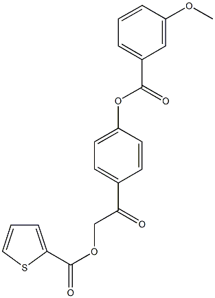 2-{4-[(3-methoxybenzoyl)oxy]phenyl}-2-oxoethyl 2-thiophenecarboxylate Struktur