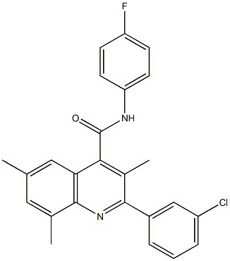 2-(3-chlorophenyl)-N-(4-fluorophenyl)-3,6,8-trimethyl-4-quinolinecarboxamide Struktur