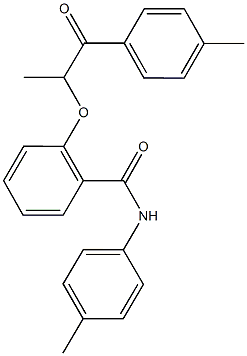 2-[1-methyl-2-(4-methylphenyl)-2-oxoethoxy]-N-(4-methylphenyl)benzamide Struktur