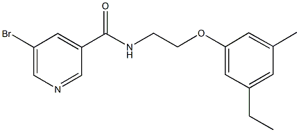 5-bromo-N-[2-(3-ethyl-5-methylphenoxy)ethyl]nicotinamide Struktur