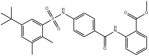 methyl 2-[(4-{[(5-tert-butyl-2,3-dimethylphenyl)sulfonyl]amino}benzoyl)amino]benzoate Struktur