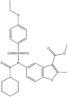 methyl 5-{(cyclohexylcarbonyl)[(4-ethoxyphenyl)sulfonyl]amino}-2-methyl-1-benzofuran-3-carboxylate Struktur