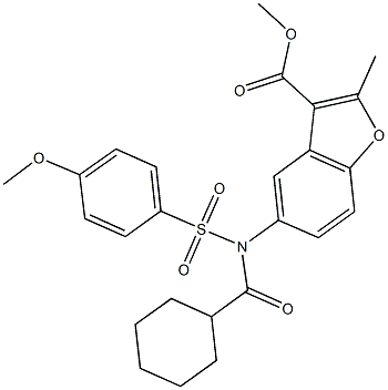 methyl 5-{(cyclohexylcarbonyl)[(4-methoxyphenyl)sulfonyl]amino}-2-methyl-1-benzofuran-3-carboxylate Struktur