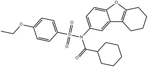 N-(cyclohexylcarbonyl)-4-ethoxy-N-(6,7,8,9-tetrahydrodibenzo[b,d]furan-2-yl)benzenesulfonamide Struktur