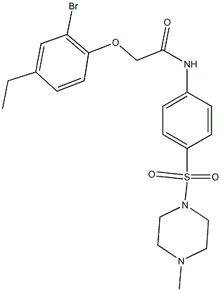 2-(2-bromo-4-ethylphenoxy)-N-{4-[(4-methyl-1-piperazinyl)sulfonyl]phenyl}acetamide Struktur