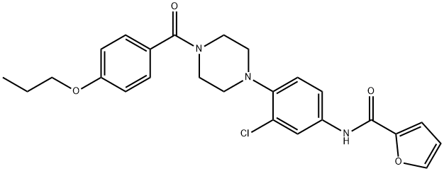 N-{3-chloro-4-[4-(4-propoxybenzoyl)-1-piperazinyl]phenyl}-2-furamide Struktur