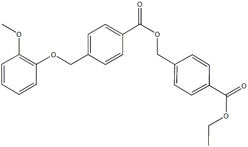 4-(ethoxycarbonyl)benzyl 4-[(2-methoxyphenoxy)methyl]benzoate Struktur