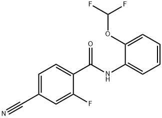 4-cyano-N-[2-(difluoromethoxy)phenyl]-2-fluorobenzamide Struktur