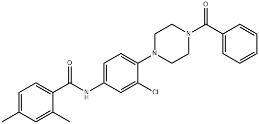 N-[4-(4-benzoyl-1-piperazinyl)-3-chlorophenyl]-2,4-dimethylbenzamide Struktur