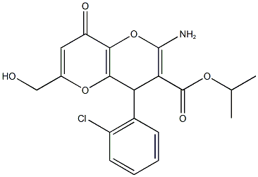 isopropyl 2-amino-4-(2-chlorophenyl)-6-(hydroxymethyl)-8-oxo-4,8-dihydropyrano[3,2-b]pyran-3-carboxylate Struktur