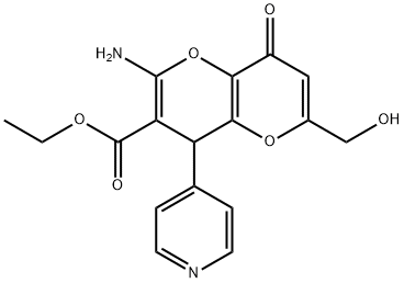 ethyl 2-amino-6-(hydroxymethyl)-8-oxo-4-(4-pyridinyl)-4,8-dihydropyrano[3,2-b]pyran-3-carboxylate Struktur