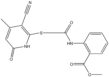 methyl 2-({[(3-cyano-4-methyl-6-oxo-1,6-dihydro-2-pyridinyl)sulfanyl]acetyl}amino)benzoate Struktur