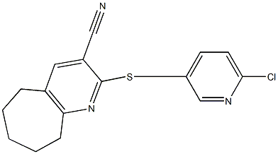 2-{[(6-chloro-3-pyridinyl)methyl]sulfanyl}-6,7,8,9-tetrahydro-5H-cyclohepta[b]pyridine-3-carbonitrile Struktur