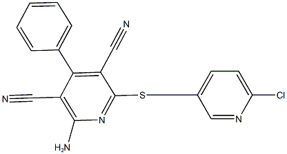 2-amino-6-{[(6-chloro-3-pyridinyl)methyl]sulfanyl}-4-phenyl-3,5-pyridinedicarbonitrile Struktur