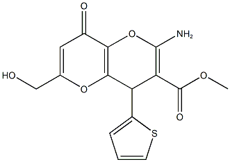 methyl 2-amino-6-(hydroxymethyl)-8-oxo-4-(2-thienyl)-4,8-dihydropyrano[3,2-b]pyran-3-carboxylate Struktur