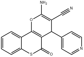 2-amino-5-oxo-4-(4-pyridinyl)-4H,5H-thiochromeno[4,3-b]pyran-3-carbonitrile Struktur