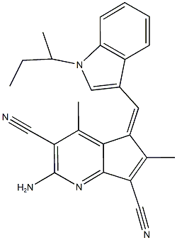 2-amino-5-[(1-sec-butyl-1H-indol-3-yl)methylene]-4,6-dimethyl-5H-cyclopenta[b]pyridine-3,7-dicarbonitrile Struktur