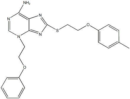 8-{[2-(4-methylphenoxy)ethyl]sulfanyl}-3-(2-phenoxyethyl)-3H-purin-6-amine Struktur