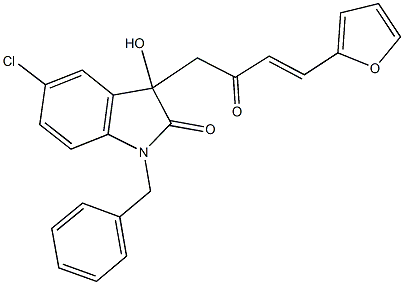 1-benzyl-5-chloro-3-[4-(2-furyl)-2-oxo-3-butenyl]-3-hydroxy-1,3-dihydro-2H-indol-2-one Struktur