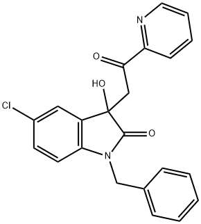 1-benzyl-5-chloro-3-hydroxy-3-[2-oxo-2-(2-pyridinyl)ethyl]-1,3-dihydro-2H-indol-2-one Struktur