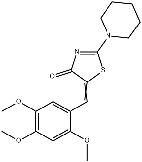 2-(1-piperidinyl)-5-(2,4,5-trimethoxybenzylidene)-1,3-thiazol-4(5H)-one Struktur