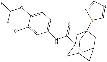 N-[3-chloro-4-(difluoromethoxy)phenyl]-3-(1H-1,2,4-triazol-1-yl)-1-adamantanecarboxamide Struktur