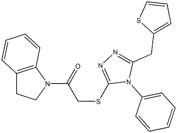 2-(2,3-dihydro-1H-indol-1-yl)-2-oxoethyl4-phenyl-5-(2-thienylmethyl)-4H-1,2,4-triazol-3-ylsulfide Struktur