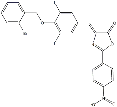 4-{4-[(2-bromobenzyl)oxy]-3,5-diiodobenzylidene}-2-{4-nitrophenyl}-1,3-oxazol-5(4H)-one Struktur