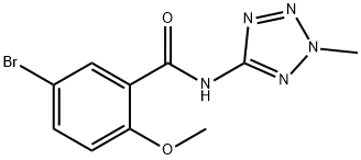 5-bromo-2-methoxy-N-(2-methyl-2H-tetraazol-5-yl)benzamide Struktur