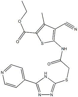 ethyl4-cyano-3-methyl-5-[({[5-(4-pyridinyl)-4H-1,2,4-triazol-3-yl]thio}acetyl)amino]-2-thiophenecarboxylate Struktur