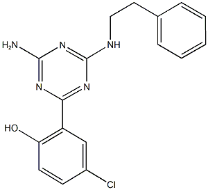 2-{4-amino-6-[(2-phenylethyl)amino]-1,3,5-triazin-2-yl}-4-chlorophenol Struktur