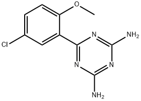 4-amino-6-(5-chloro-2-methoxyphenyl)-1,3,5-triazin-2-ylamine Struktur