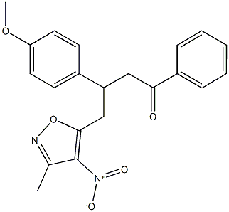 4-{4-nitro-3-methyl-5-isoxazolyl}-3-(4-methoxyphenyl)-1-phenyl-1-butanone Struktur