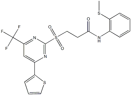 N-[2-(methylsulfanyl)phenyl]-3-{[4-(2-thienyl)-6-(trifluoromethyl)-2-pyrimidinyl]sulfonyl}propanamide Struktur