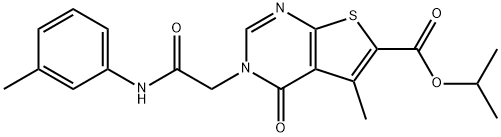 isopropyl 5-methyl-4-oxo-3-[2-oxo-2-(3-toluidino)ethyl]-3,4-dihydrothieno[2,3-d]pyrimidine-6-carboxylate Struktur