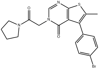 5-(4-bromophenyl)-6-methyl-3-[2-oxo-2-(1-pyrrolidinyl)ethyl]thieno[2,3-d]pyrimidin-4(3H)-one Struktur