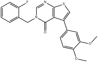 5-(3,4-dimethoxyphenyl)-3-(2-fluorobenzyl)thieno[2,3-d]pyrimidin-4(3H)-one Struktur