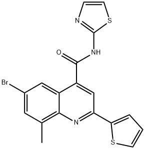 6-bromo-8-methyl-N-(1,3-thiazol-2-yl)-2-(2-thienyl)-4-quinolinecarboxamide Struktur