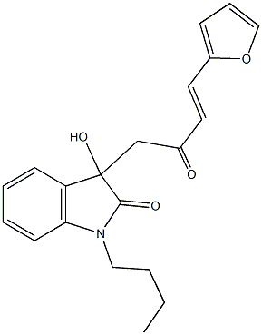 1-butyl-3-[4-(2-furyl)-2-oxo-3-butenyl]-3-hydroxy-1,3-dihydro-2H-indol-2-one Struktur