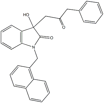 3-hydroxy-1-(1-naphthylmethyl)-3-(2-oxo-3-phenylpropyl)-1,3-dihydro-2H-indol-2-one Struktur