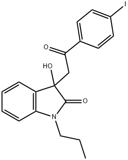 3-hydroxy-3-[2-(4-iodophenyl)-2-oxoethyl]-1-propyl-1,3-dihydro-2H-indol-2-one Struktur