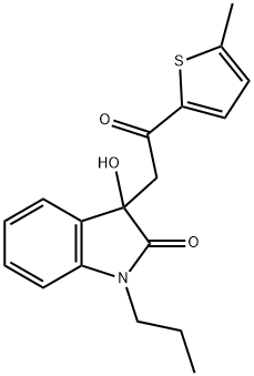 3-hydroxy-3-[2-(5-methyl-2-thienyl)-2-oxoethyl]-1-propyl-1,3-dihydro-2H-indol-2-one Struktur