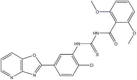 N-(2-chloro-5-[1,3]oxazolo[4,5-b]pyridin-2-ylphenyl)-N'-(2,6-dimethoxybenzoyl)thiourea Struktur